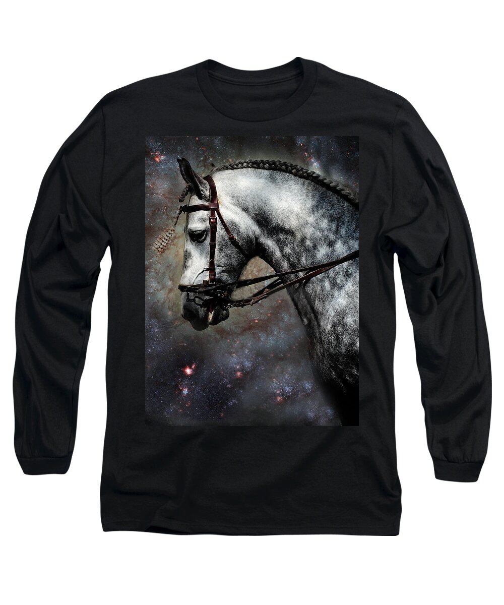 Horse Long Sleeve T-Shirt featuring the photograph The Horse Among the Stars by Jenny Rainbow