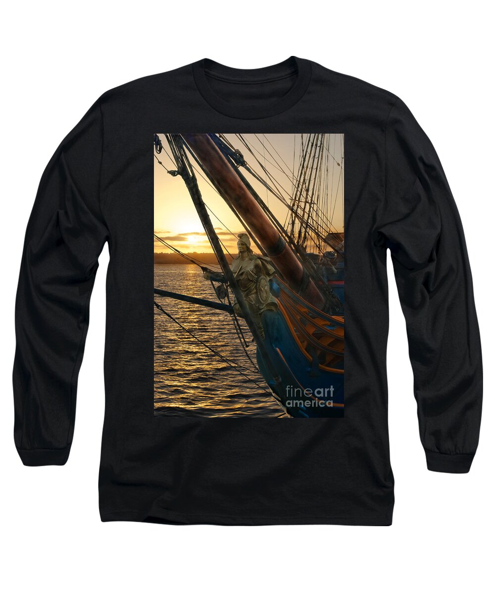 Hms Surprise Ship Long Sleeve T-Shirt featuring the photograph The Majesty Of The Ocean by Claudia Ellis