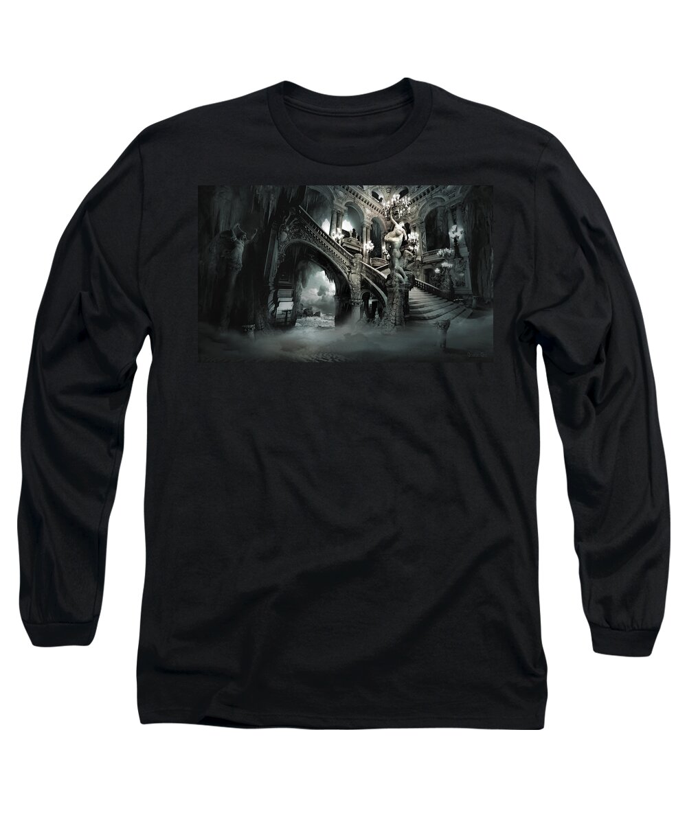 Surreal Human Body Long Sleeve T-Shirt featuring the digital art The Mind Cave by George Grie