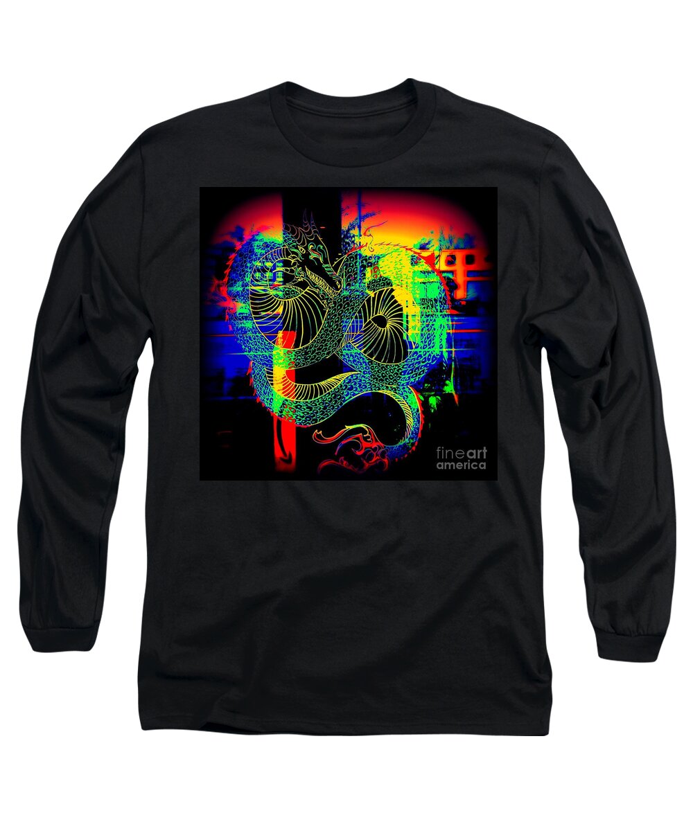  Long Sleeve T-Shirt featuring the photograph The Neon Dragon by Kelly Awad