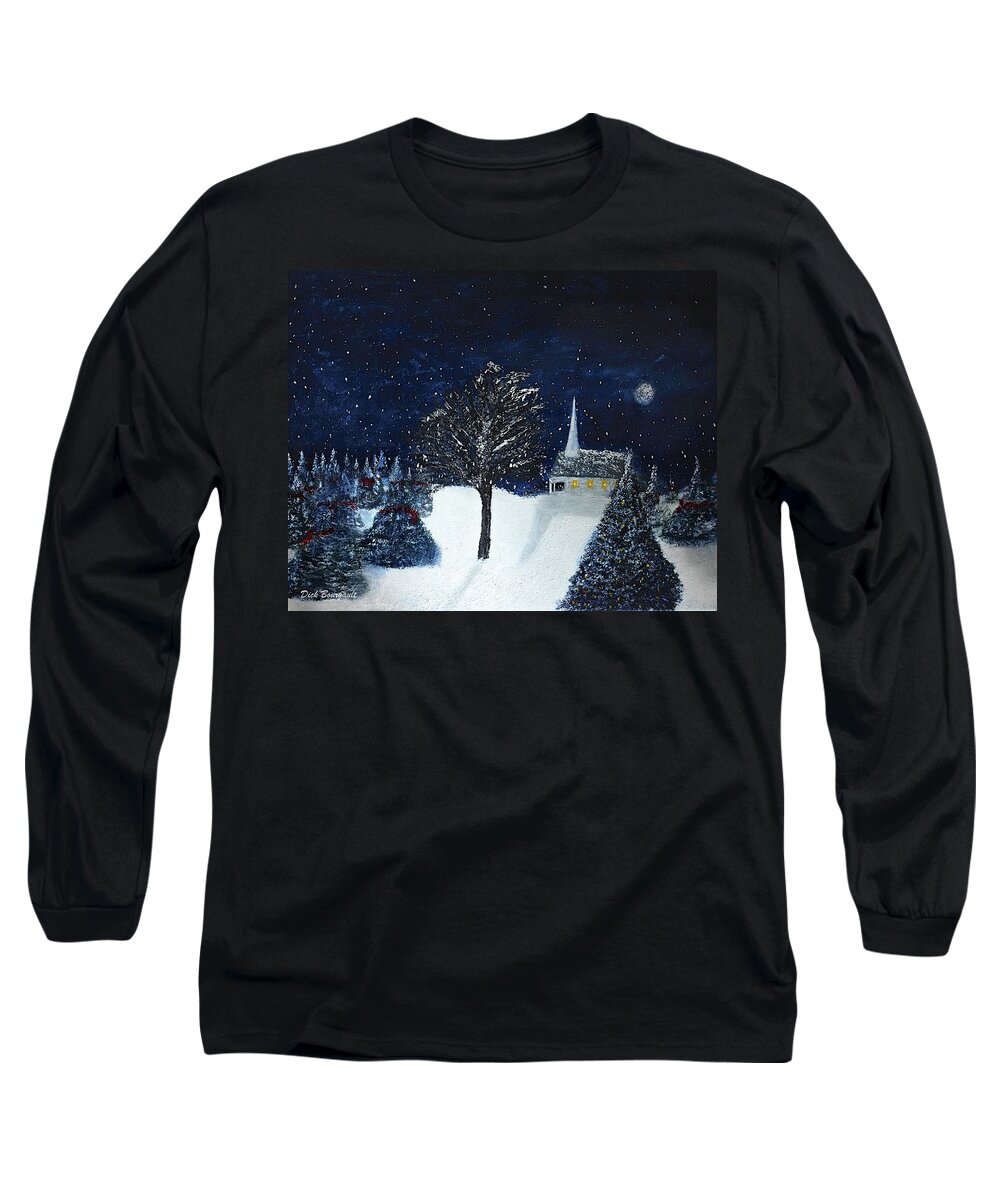 Christmas Long Sleeve T-Shirt featuring the painting The Night Before Christmas by Dick Bourgault
