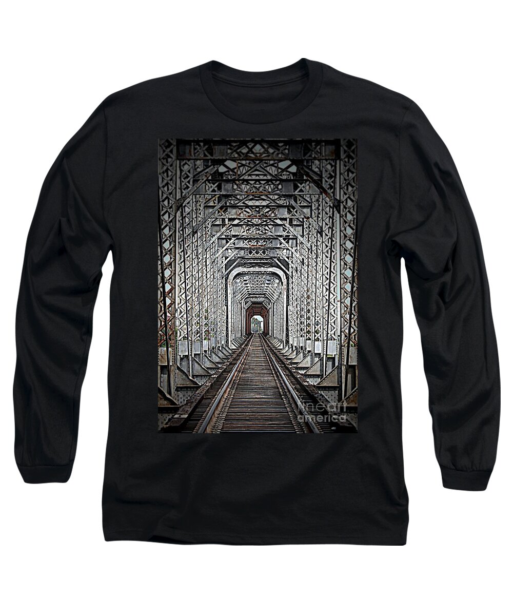 Rail Road Tracks Long Sleeve T-Shirt featuring the photograph The Other Side by Barbara Chichester