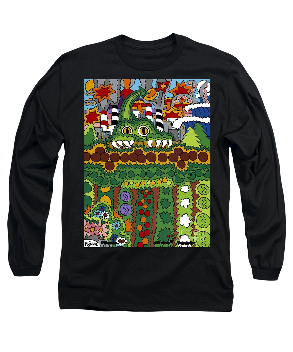 Garden Long Sleeve T-Shirt featuring the painting The Other Side of the Garden by Rojax Art