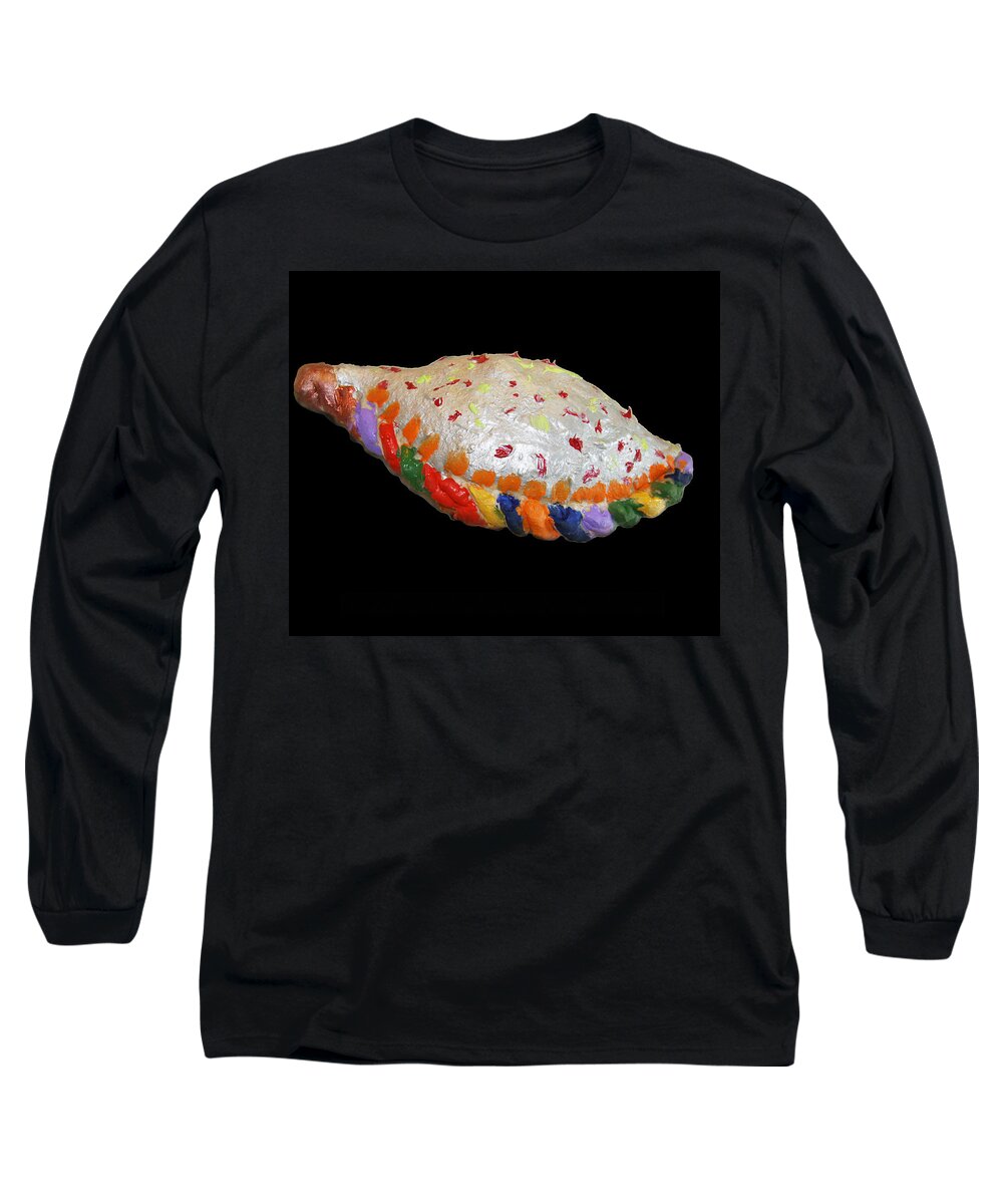 Pizza Long Sleeve T-Shirt featuring the sculpture The Painted Calzone by Bjorn Sjogren