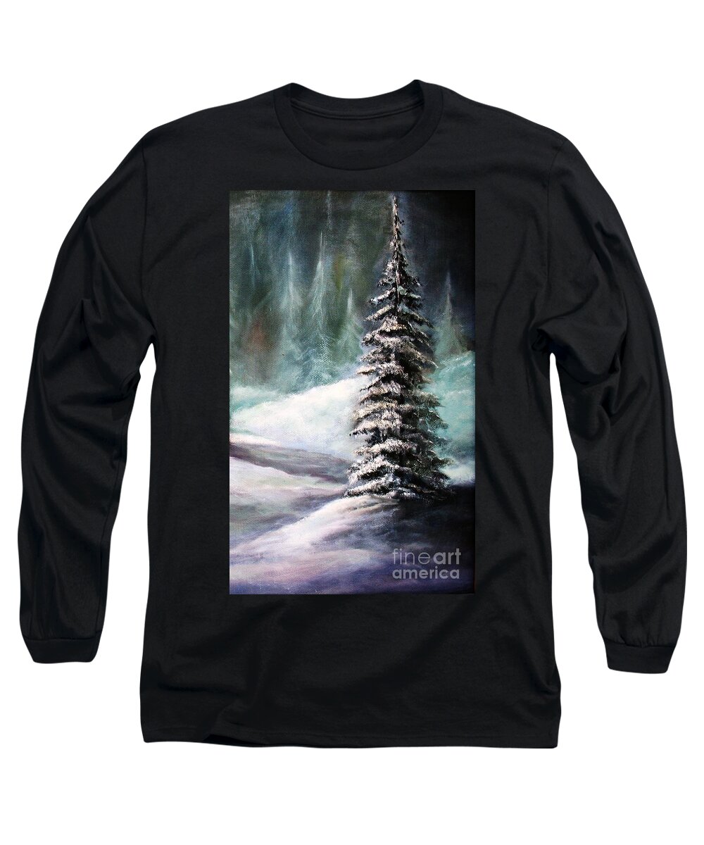 Forest Woods Long Sleeve T-Shirt featuring the painting The Perfect Tree by Hazel Holland