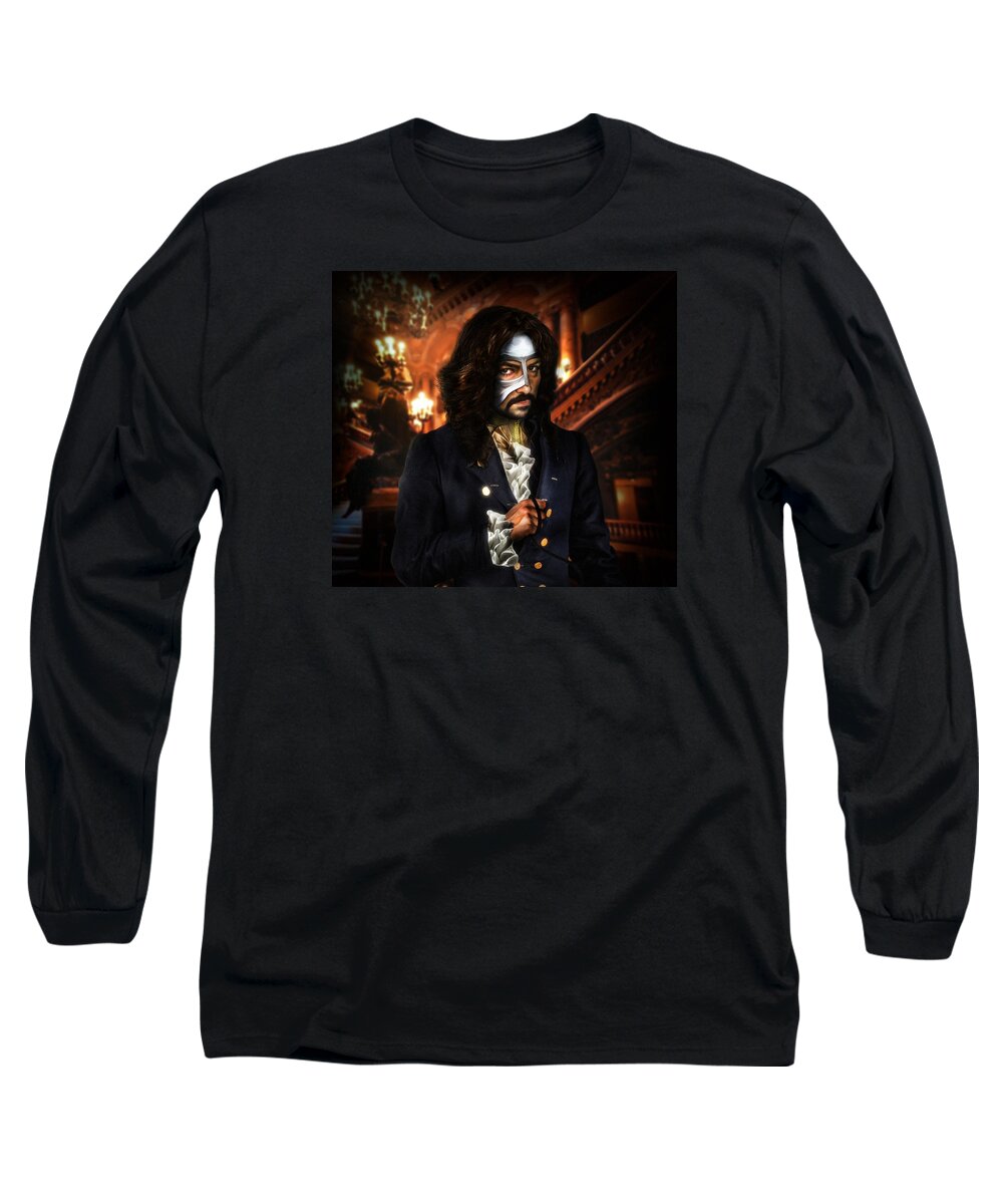 Phantom Of The Opera Long Sleeve T-Shirt featuring the digital art The Phantom of the Opera by Alessandro Della Pietra