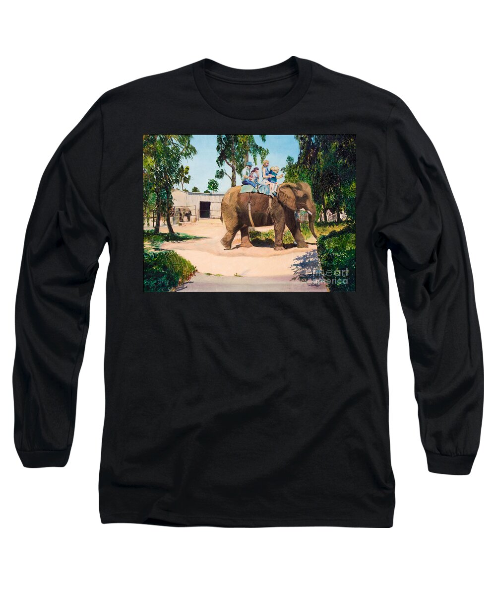 Elephant Long Sleeve T-Shirt featuring the painting The Ride by Sarabjit Singh