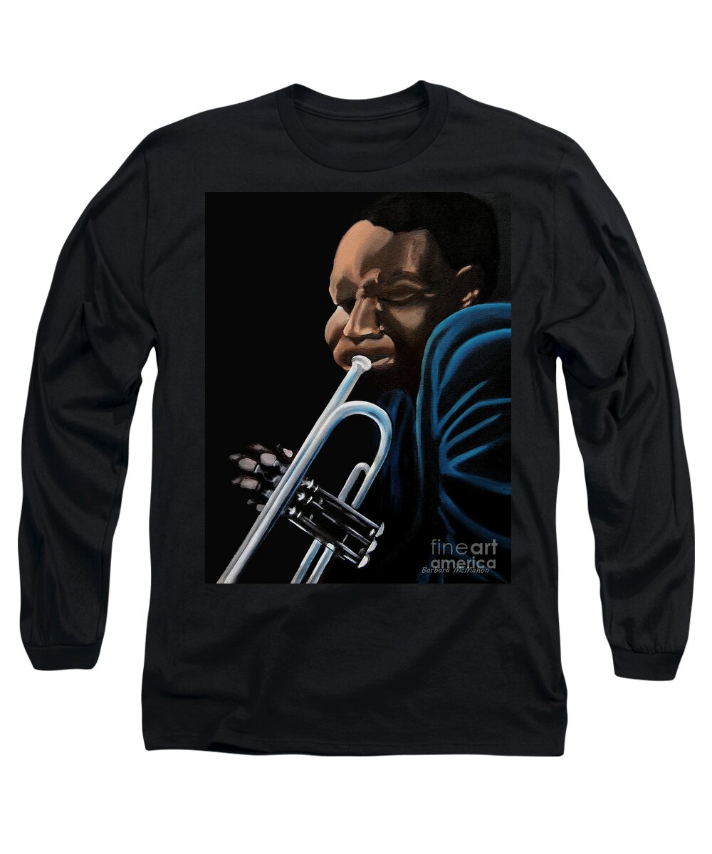 Blues Long Sleeve T-Shirt featuring the painting The Trumpeter by Barbara McMahon