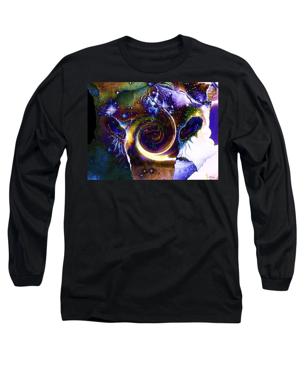 The Visitor Vanishes Long Sleeve T-Shirt featuring the digital art The Visitor Vanishes by Elizabeth McTaggart