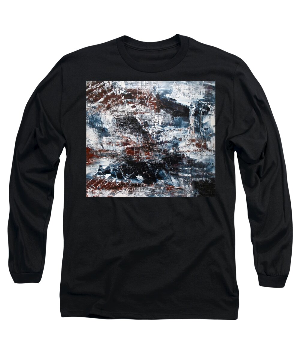 Abstract Long Sleeve T-Shirt featuring the painting The Water Course Way by Janice Nabors Raiteri
