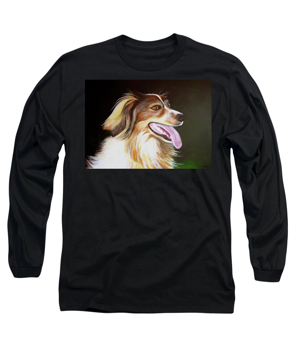 Dog Long Sleeve T-Shirt featuring the painting Tillie by Janice Dunbar
