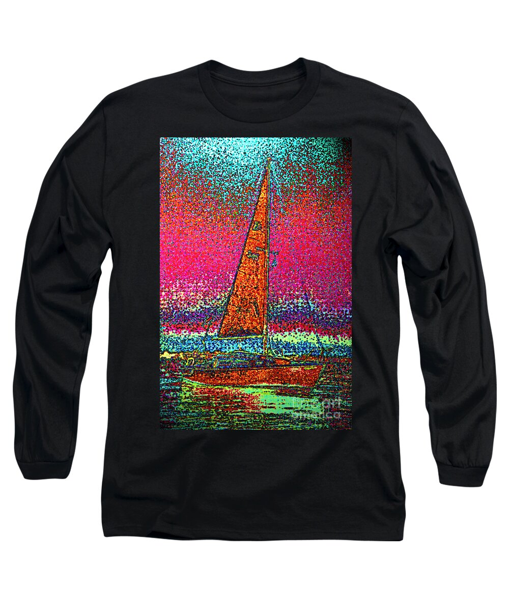 First Star Art Long Sleeve T-Shirt featuring the digital art Tom Ray's Sailboat 3 by First Star Art