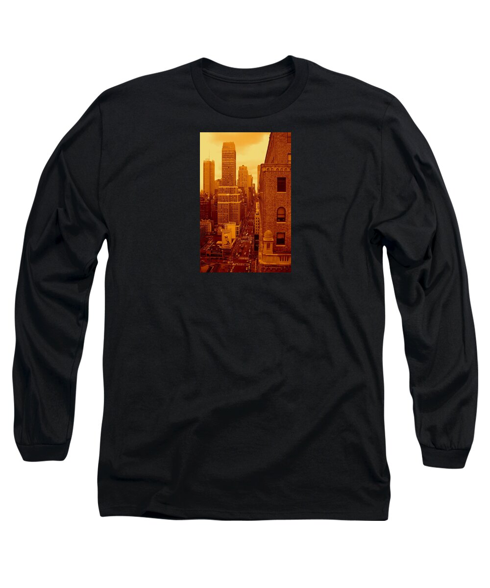 Manhattan Posters And Prints Long Sleeve T-Shirt featuring the photograph Top of Manhattan by Monique Wegmueller