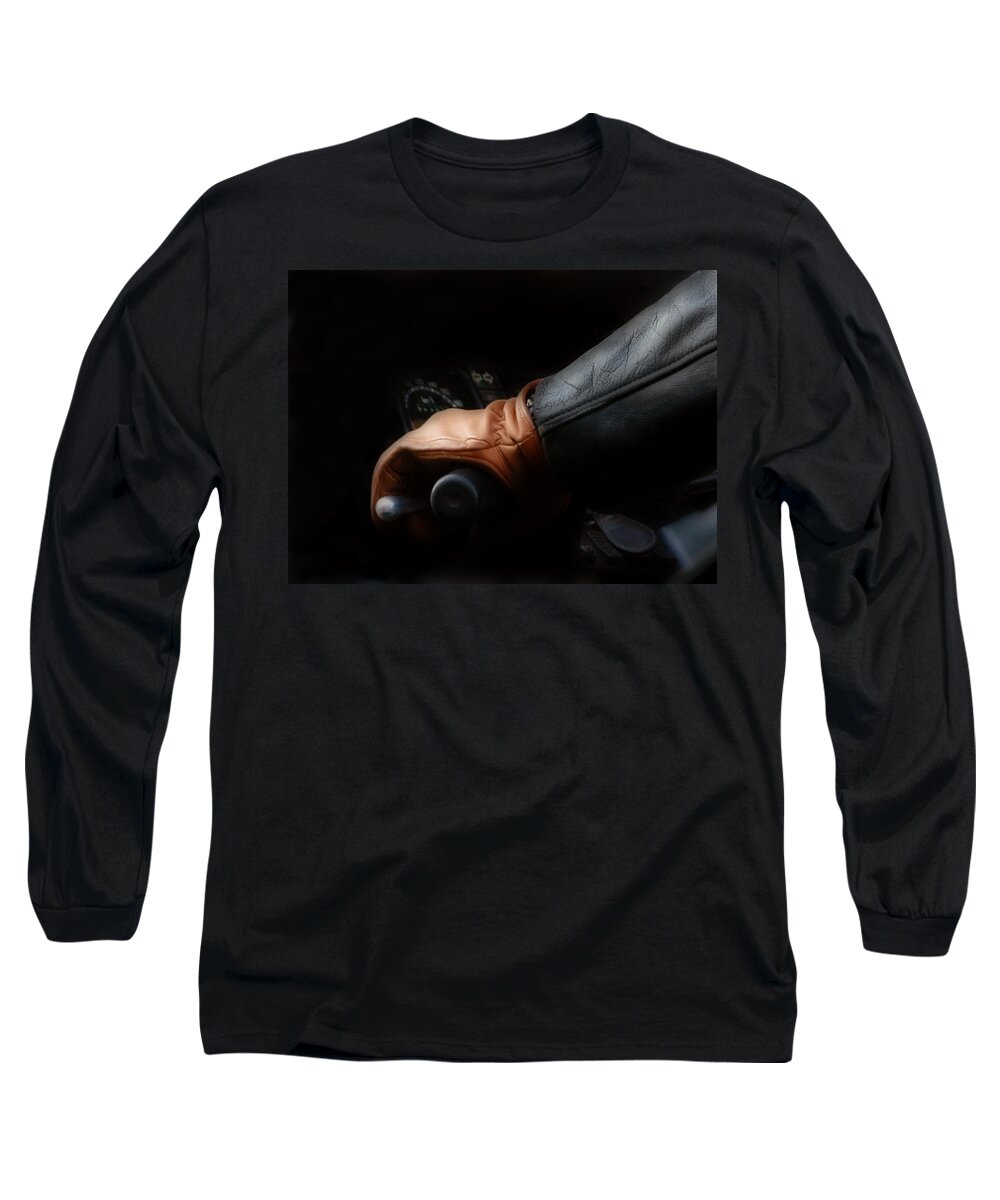 Leather Long Sleeve T-Shirt featuring the photograph Leather Goes For A Ride by Ginger Wakem