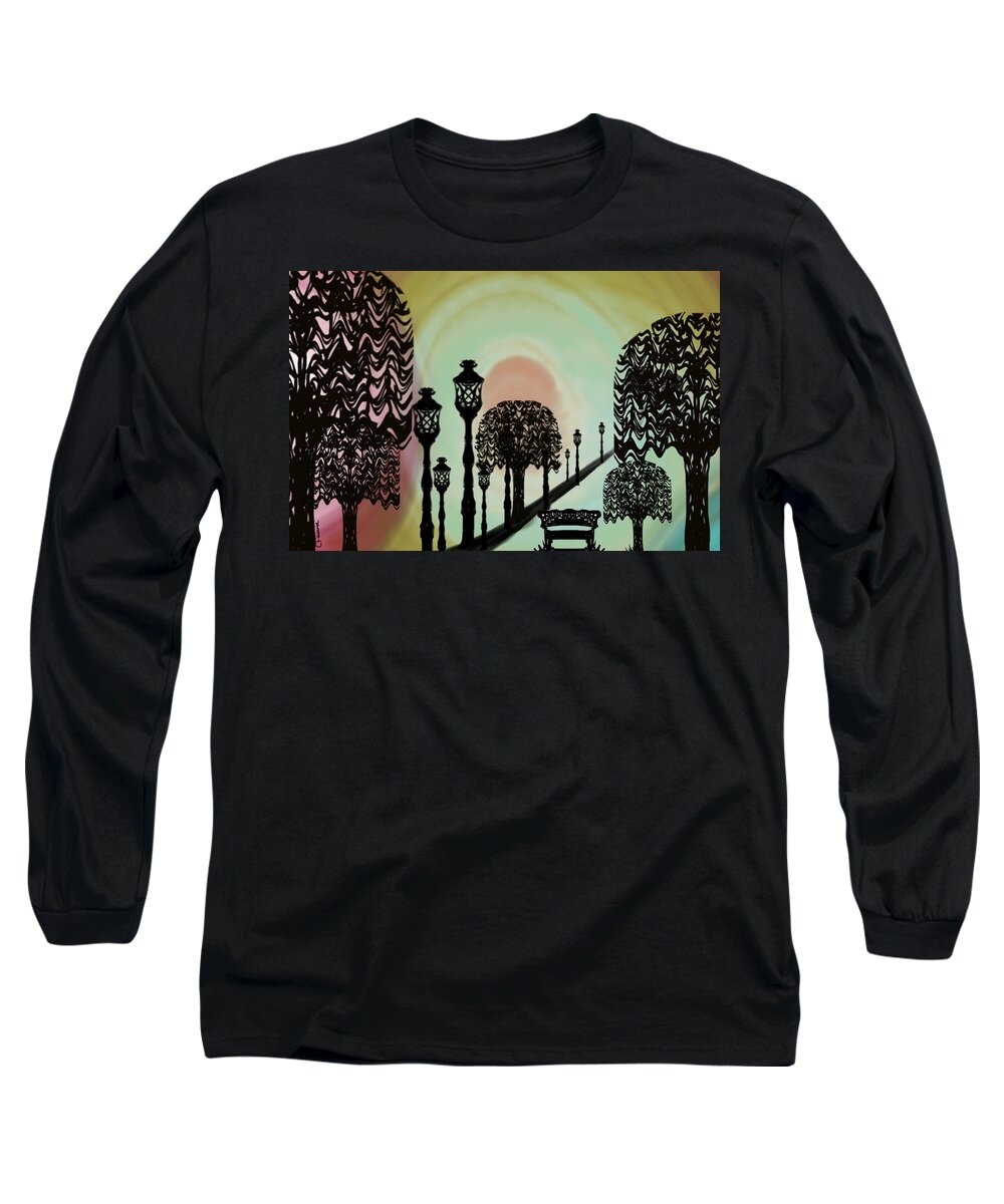 Abstract Long Sleeve T-Shirt featuring the digital art Trees of Lights by Christine Fournier