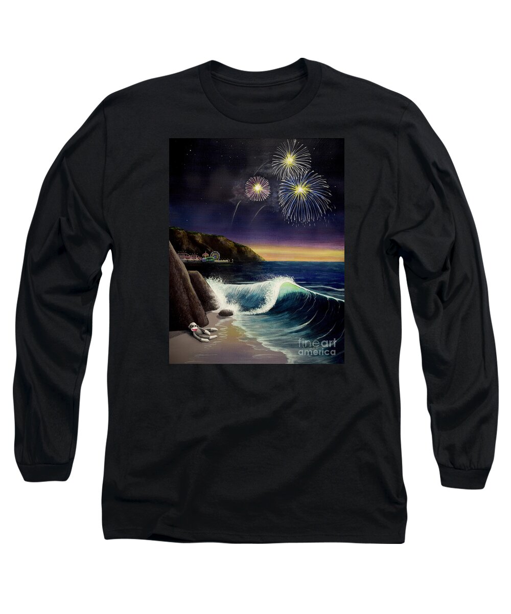 Amusement Pier Long Sleeve T-Shirt featuring the painting Twilight's Last Gleaming by Jack Malloch