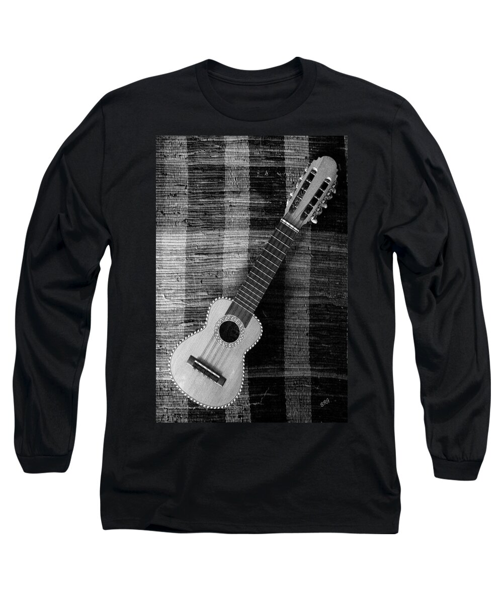 Guitar Long Sleeve T-Shirt featuring the photograph Ukulele Still Life In Black And White by Ben and Raisa Gertsberg