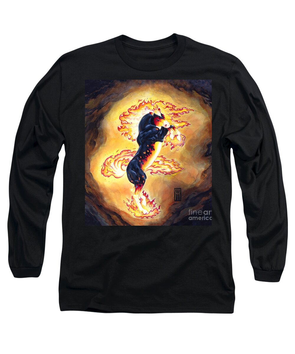 Melissa Benson Long Sleeve T-Shirt featuring the painting Upright Nightmare by Melissa A Benson
