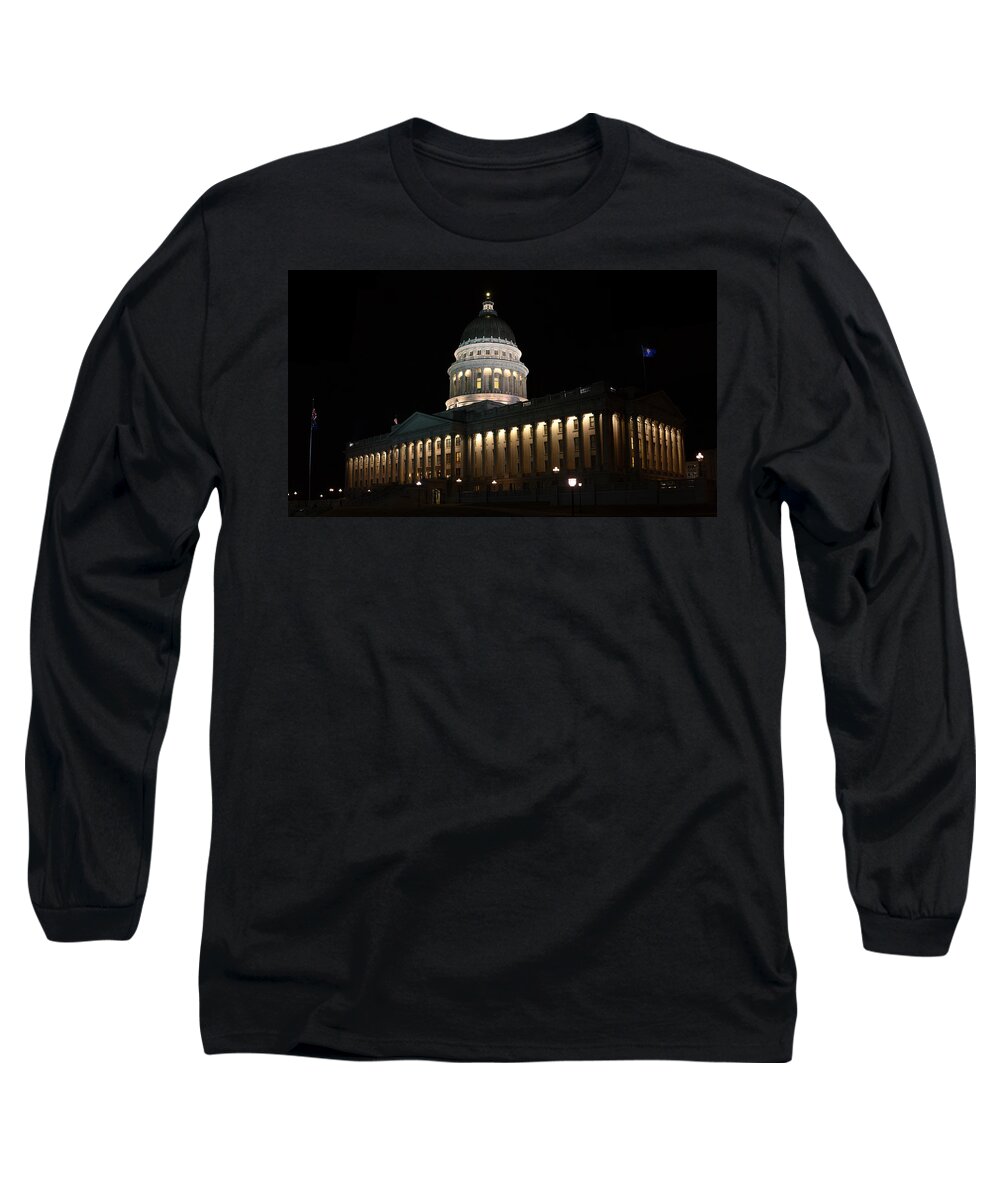 Architecture Long Sleeve T-Shirt featuring the photograph Utah State Capitol East by David Andersen