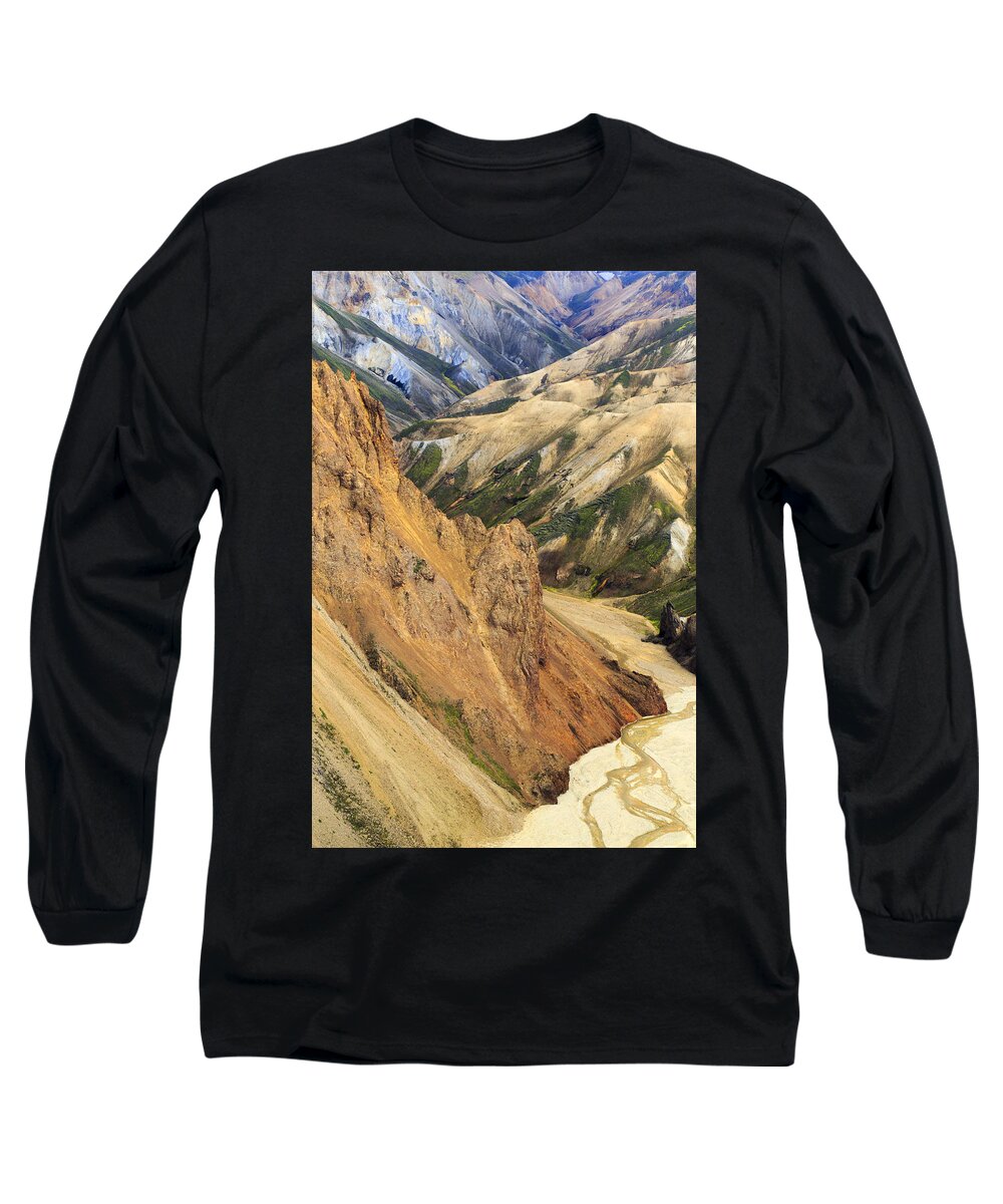 Nis Long Sleeve T-Shirt featuring the photograph Valley Through Rhyolite Mountains by Mart Smit