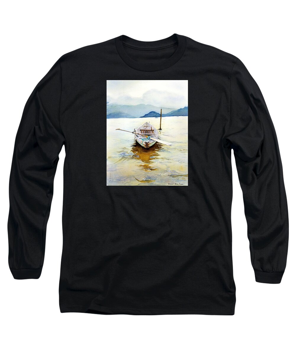 Boat Long Sleeve T-Shirt featuring the painting Vietnam Boat by Brenda Beck Fisher