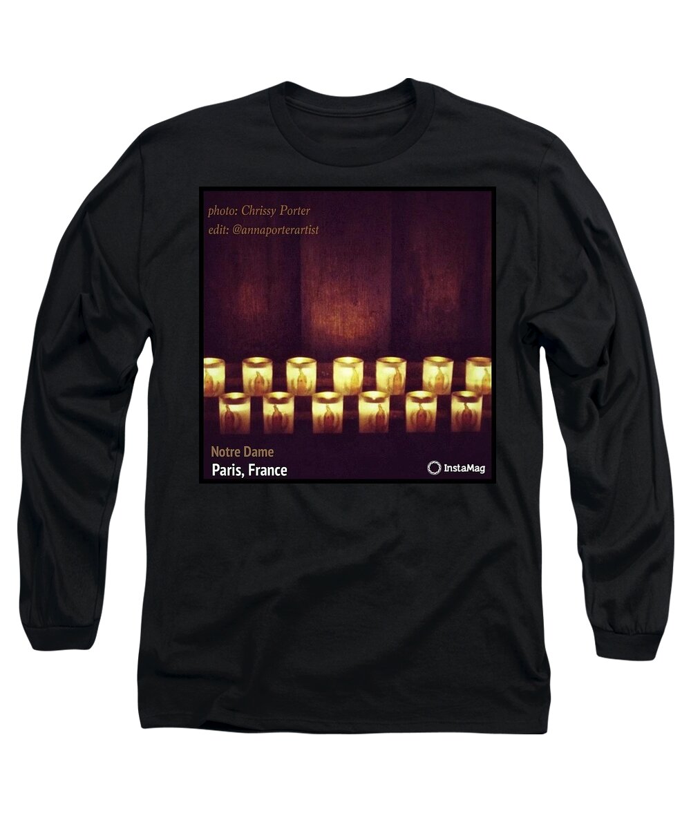 Votive Long Sleeve T-Shirt featuring the photograph Votive Candles - Notre Dame Cathedral by Anna Porter