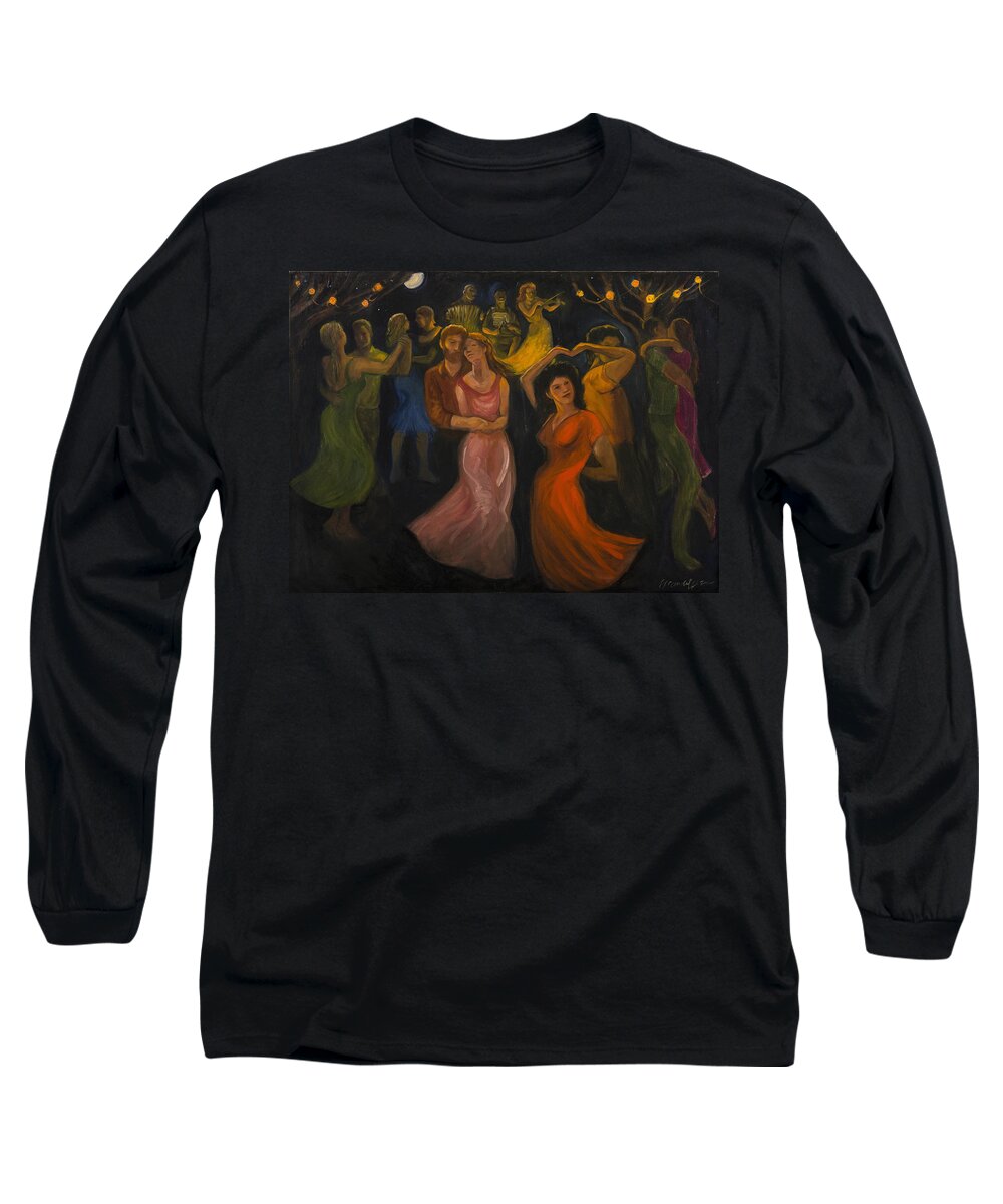 Dance Long Sleeve T-Shirt featuring the painting Voulez-Vous? by Laura Lee Cundiff