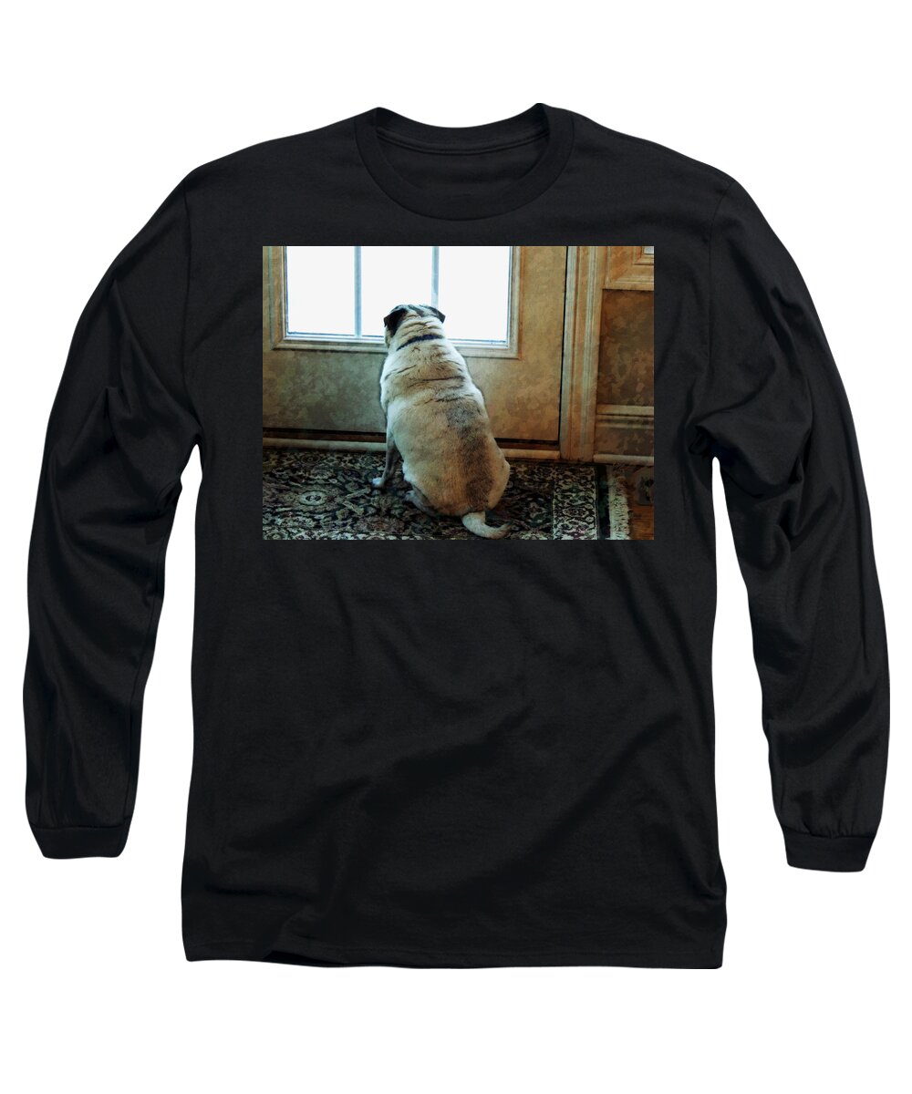 Pug Long Sleeve T-Shirt featuring the photograph Waiting... by Michael Stowers