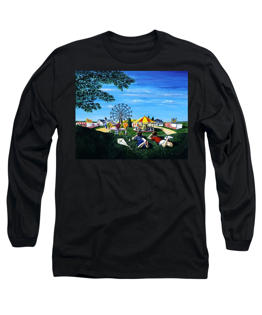 Fair Long Sleeve T-Shirt featuring the painting Waiting for the Fair by Ron Haist