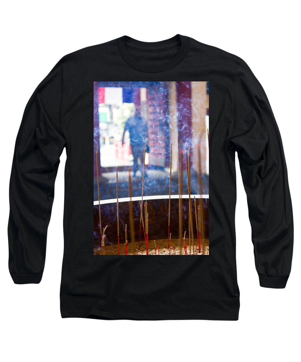 Abstract Long Sleeve T-Shirt featuring the photograph Walking in A Blur by Christie Kowalski