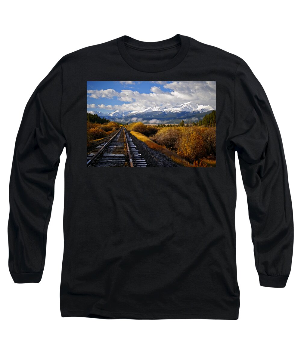 13ers Long Sleeve T-Shirt featuring the photograph Walking the Rails by Jeremy Rhoades