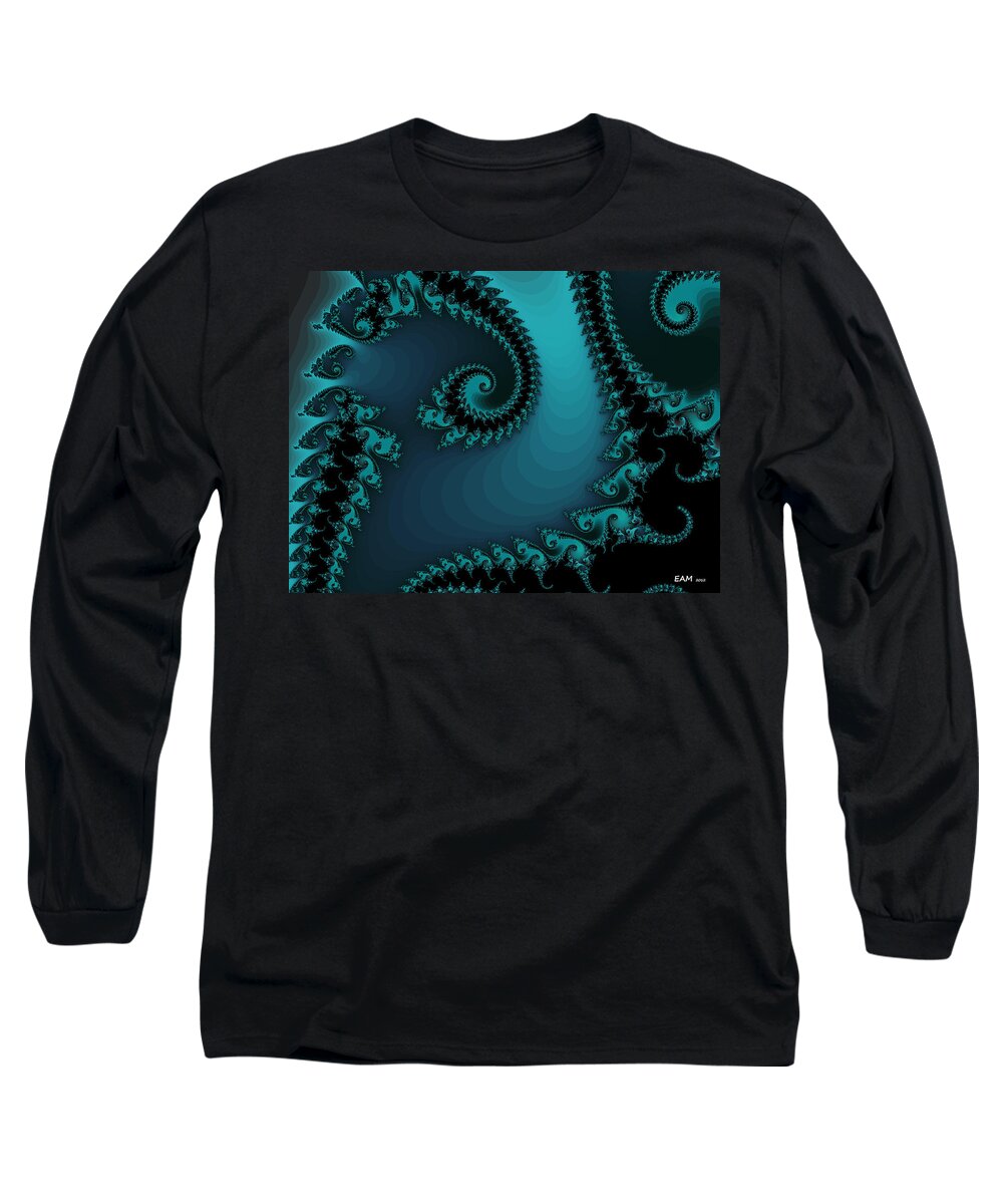 Fractal Art Long Sleeve T-Shirt featuring the digital art Watchers on the Chalcedony Slide by Elizabeth McTaggart