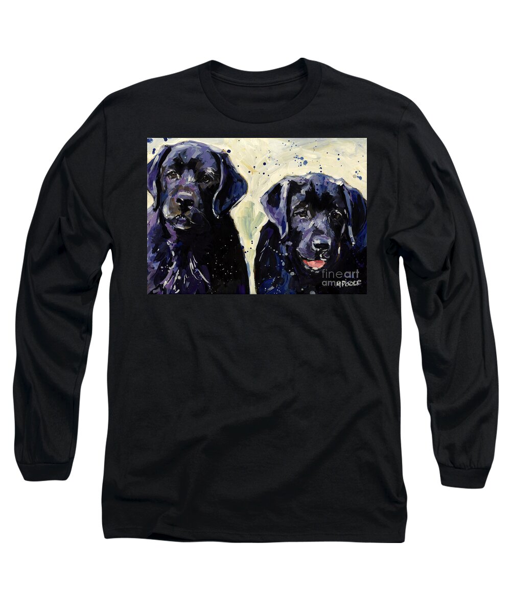 Labrador Retriever Puppies Long Sleeve T-Shirt featuring the painting Water Boys by Molly Poole