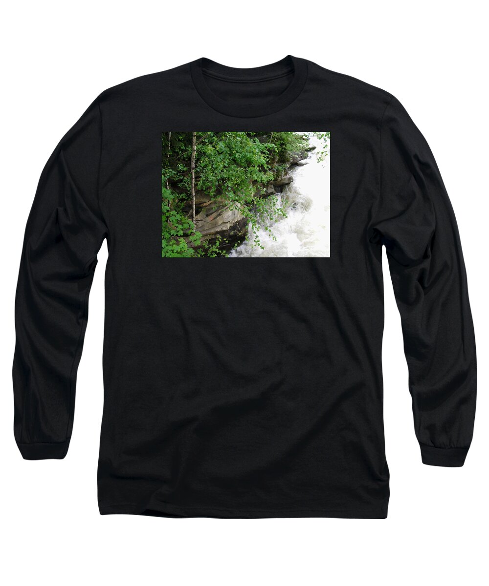Cheremosh River Waterfall Stream Long Sleeve T-Shirt featuring the photograph Waterfall by Oleg Zavarzin