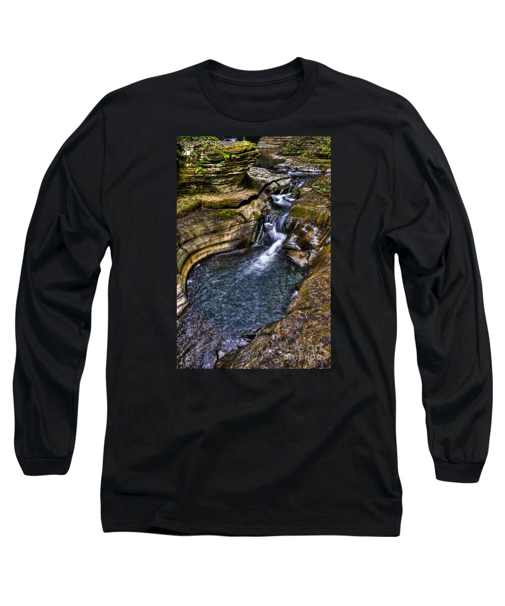 watkins Glen Long Sleeve T-Shirt featuring the photograph Watkins Glen Stream by Anthony Sacco