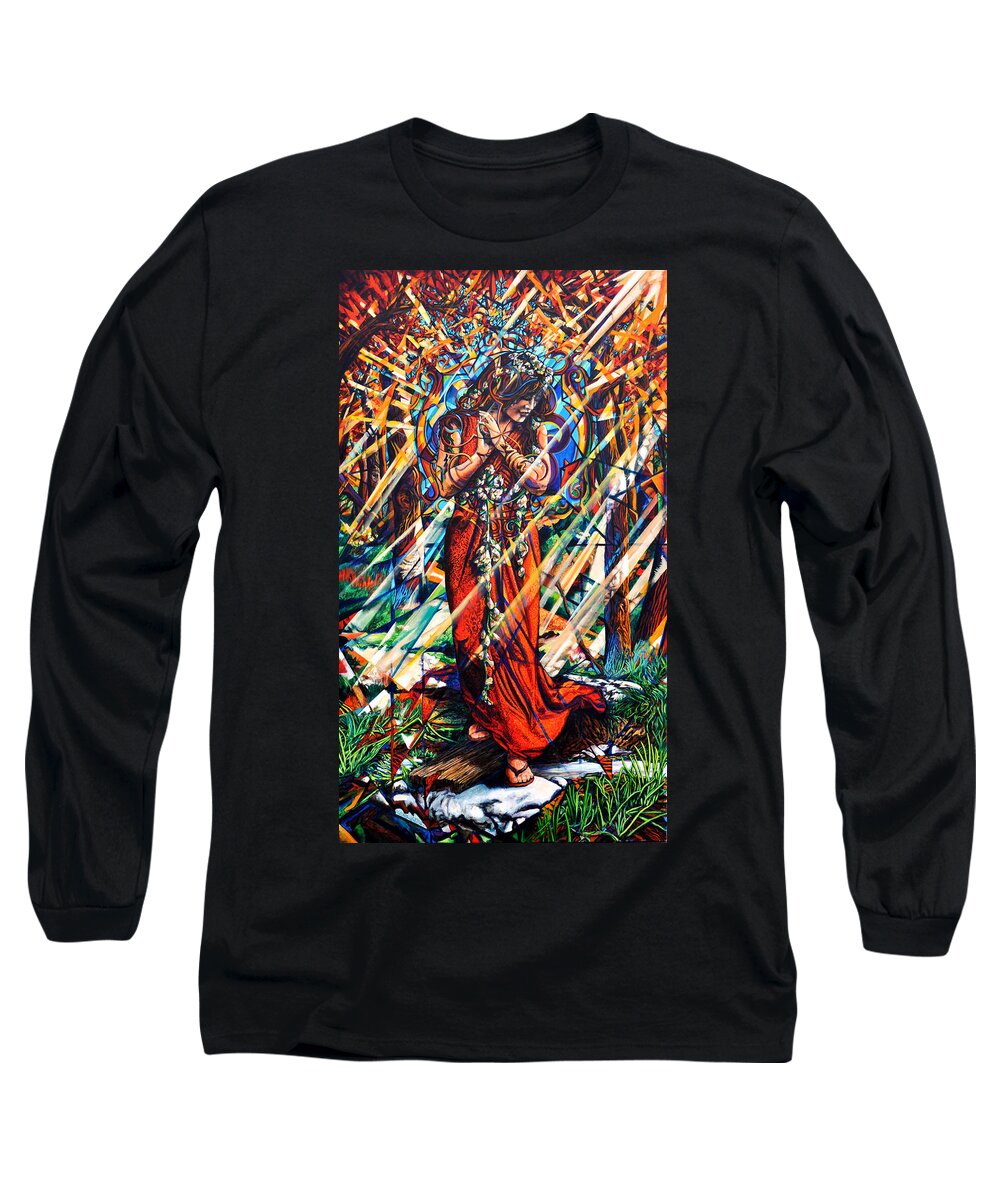 Girl Long Sleeve T-Shirt featuring the painting We Came Along This Road by Greg Skrtic