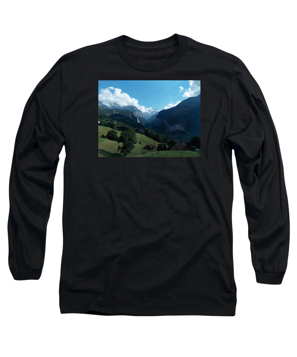 Wengen Long Sleeve T-Shirt featuring the photograph Wengen View of the Alps by Nina Kindred