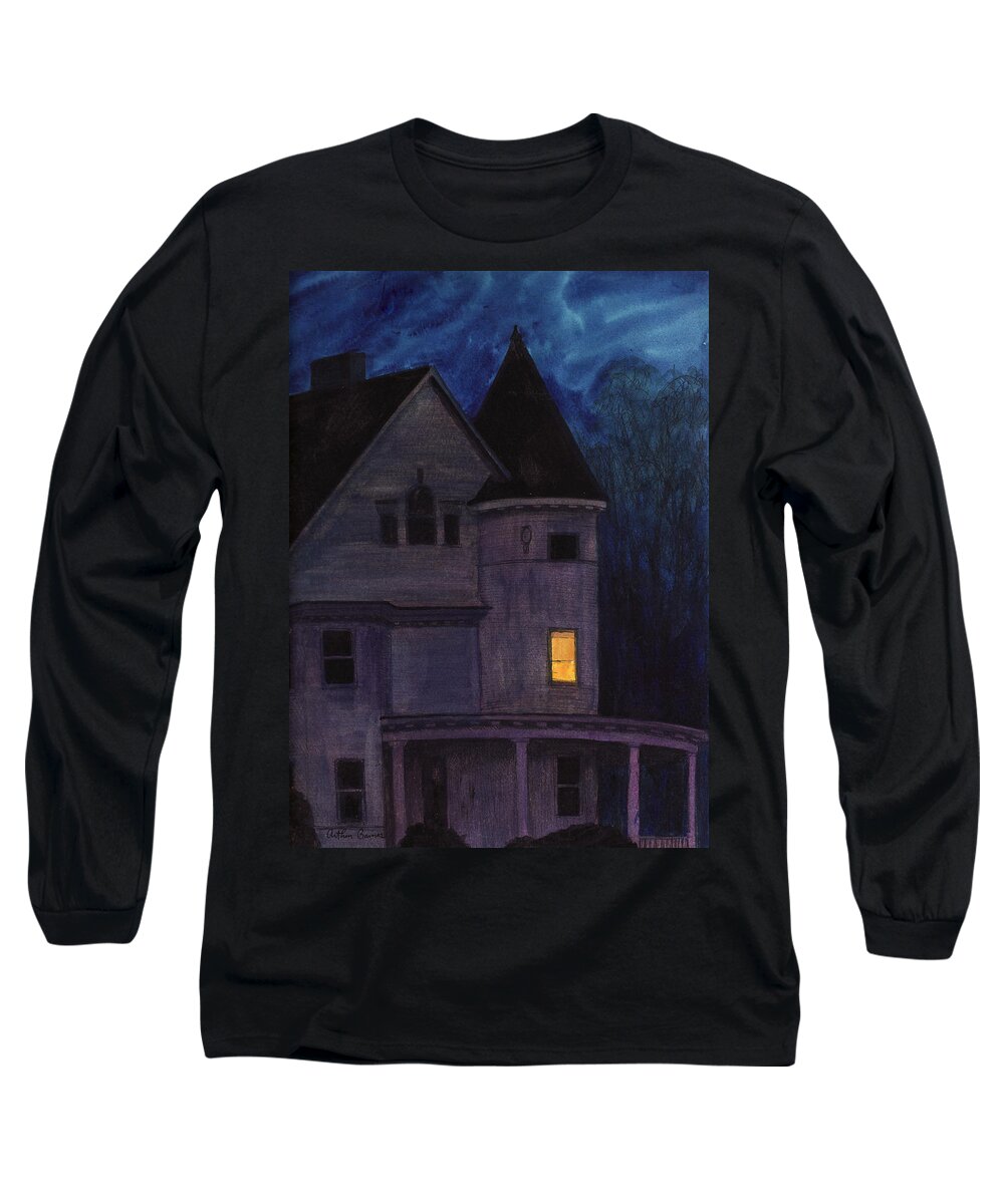 Nocturnes Long Sleeve T-Shirt featuring the painting West Center Victorian by Arthur Barnes
