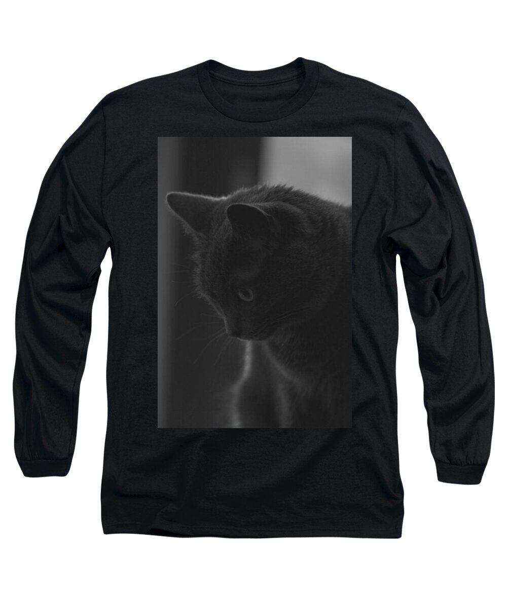 Cat Long Sleeve T-Shirt featuring the photograph What do I see by Jennifer E Doll