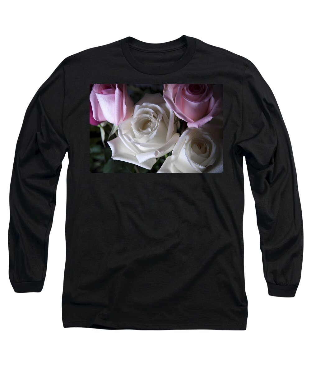 Roses Long Sleeve T-Shirt featuring the photograph White and pink roses by Jennifer Ancker