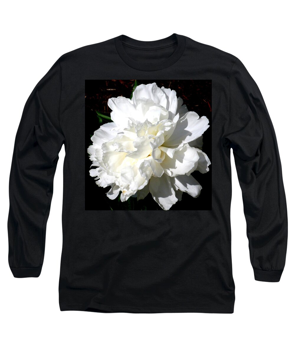 Peony Long Sleeve T-Shirt featuring the photograph White Peony by Katy Hawk