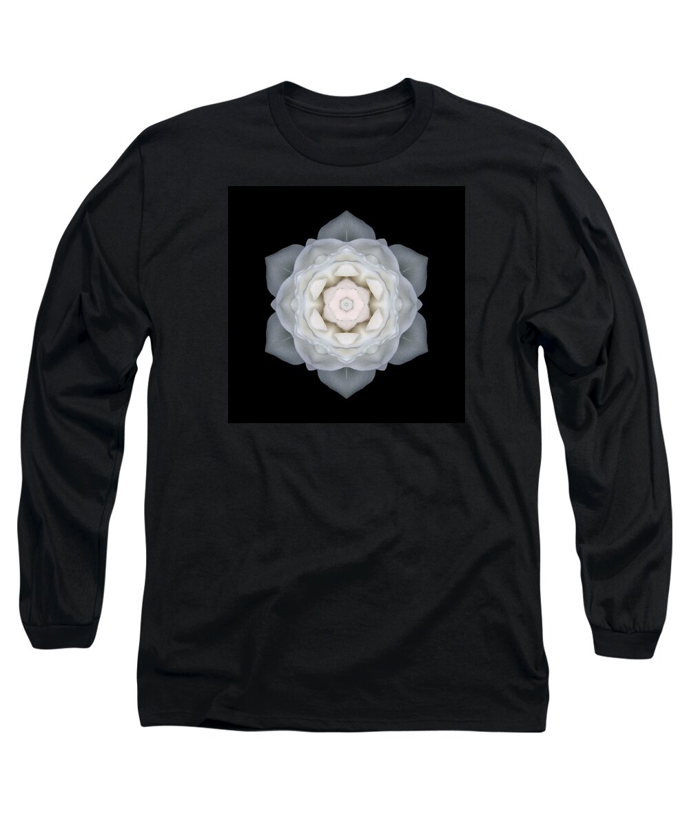 Flower Long Sleeve T-Shirt featuring the photograph White Rose I Flower Mandala by David J Bookbinder