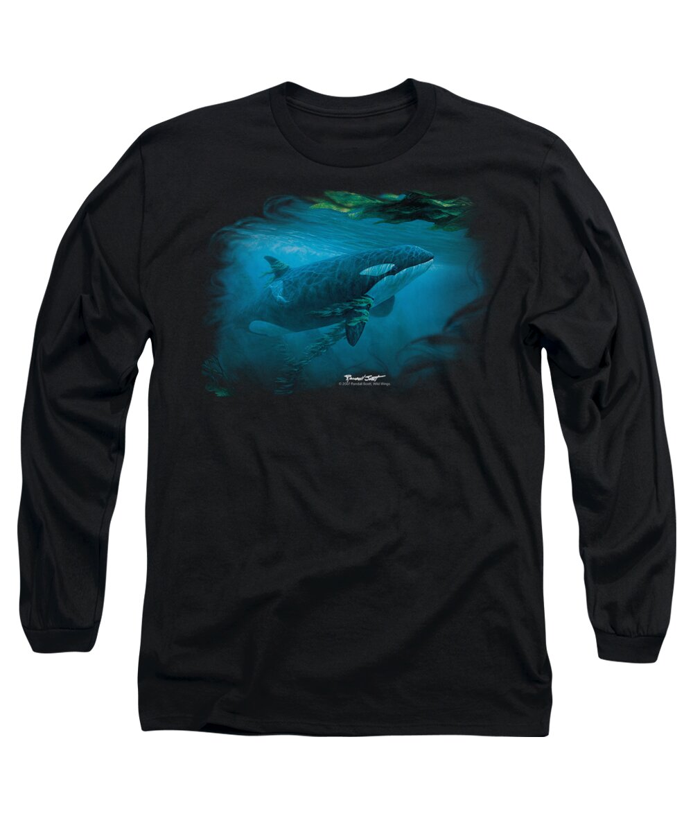 Wildlife Long Sleeve T-Shirt featuring the digital art Wildlife - Pursuit Thru The Kelp Orca by Brand A