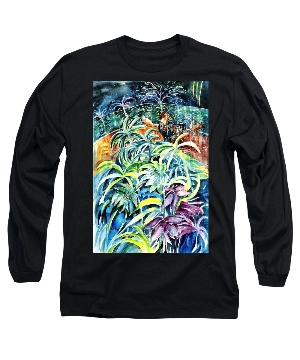 Hellebores Long Sleeve T-Shirt featuring the painting Winter Hellebores, the Christmas Rose.  by Trudi Doyle
