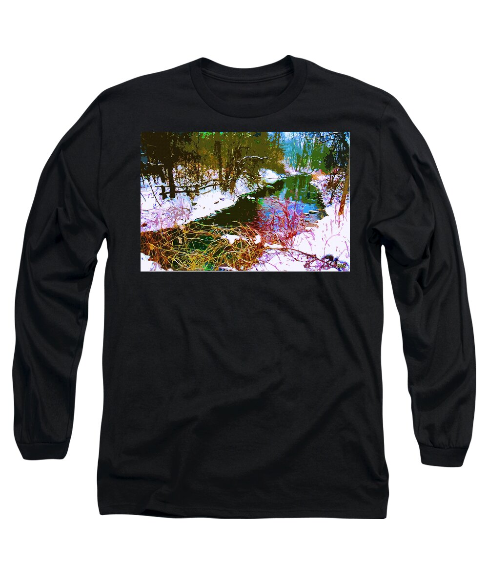 Winter Long Sleeve T-Shirt featuring the painting Winter Stream by CHAZ Daugherty