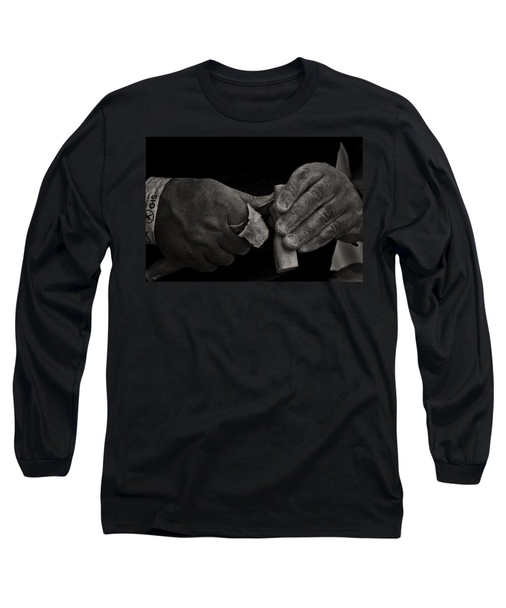Human Long Sleeve T-Shirt featuring the photograph Working hands by Paulo Goncalves