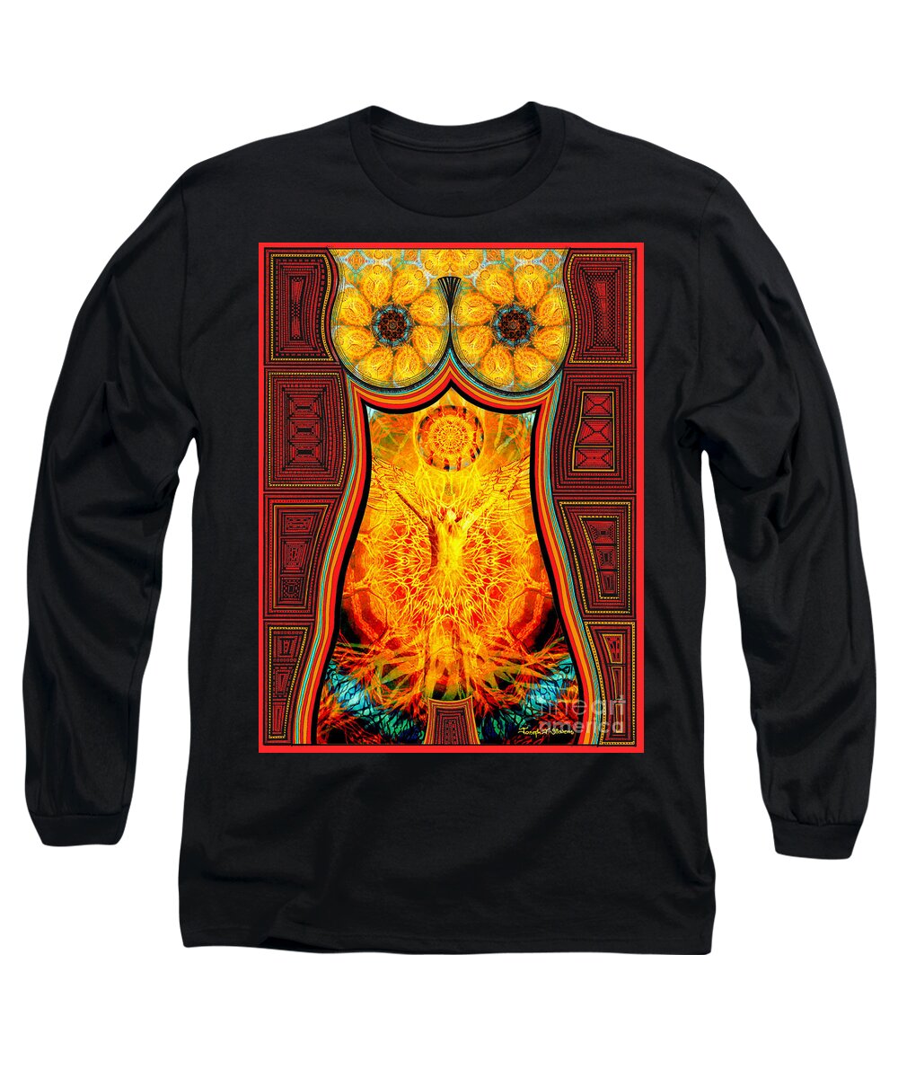 Pen And Ink Art Long Sleeve T-Shirt featuring the mixed media Yearning-Spirit Rising by Joseph J Stevens