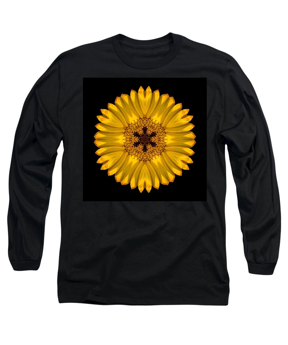 Flower Long Sleeve T-Shirt featuring the photograph Yellow African Daisy Flower Mandala by David J Bookbinder