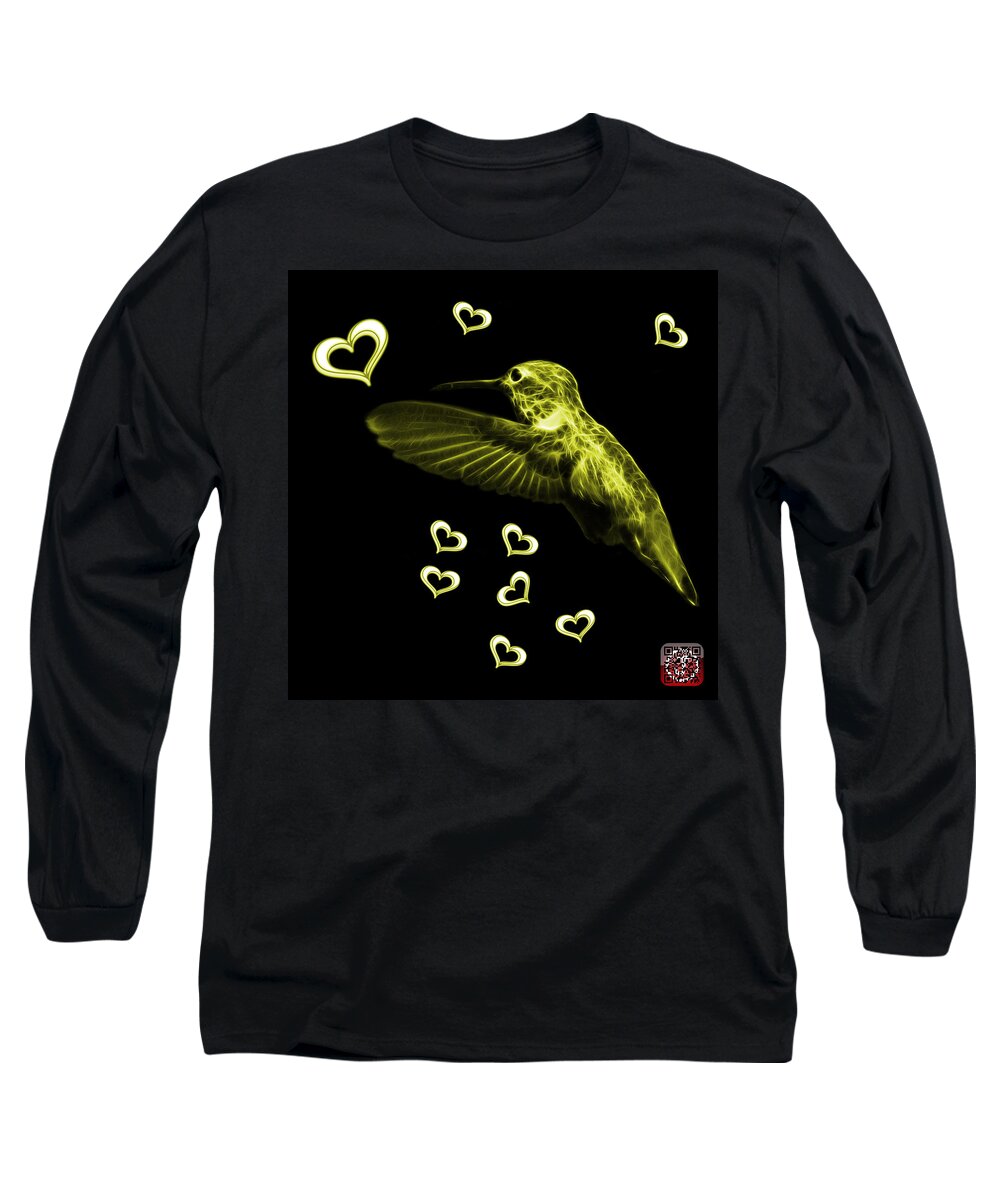 Hummingbird Long Sleeve T-Shirt featuring the digital art Yellow Hummingbird - 2055 F M by James Ahn