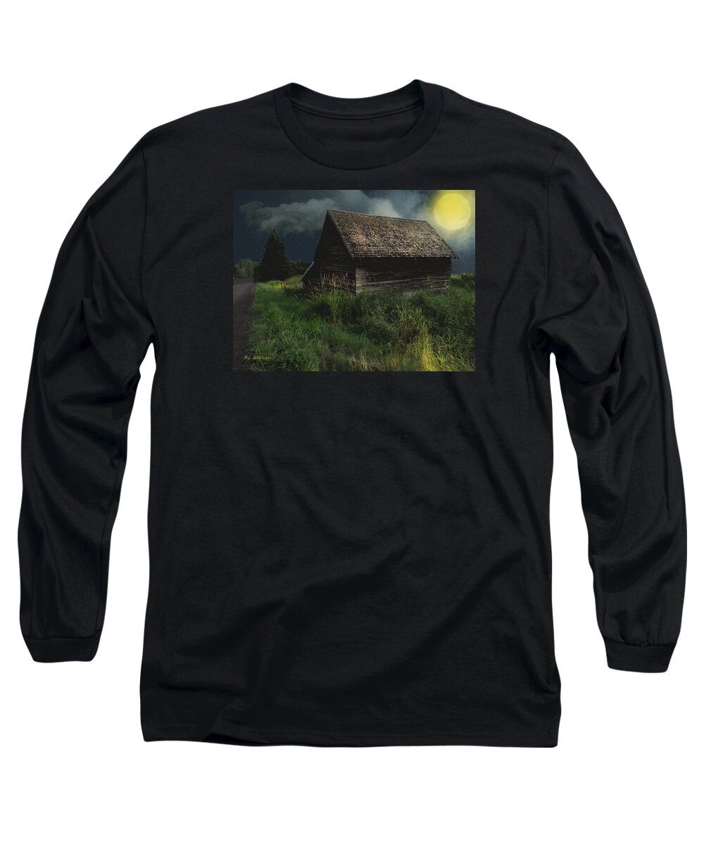Field Long Sleeve T-Shirt featuring the painting Yellow Moon on the Rise by RC DeWinter